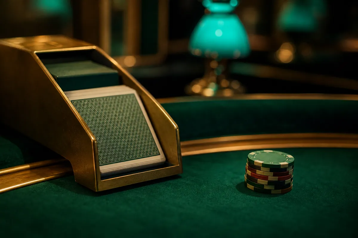 Kartenfächer an einem Live-Blackjack-Tisch