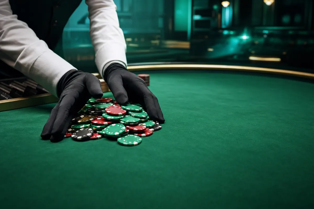 Croupier an einem Live-Tisch