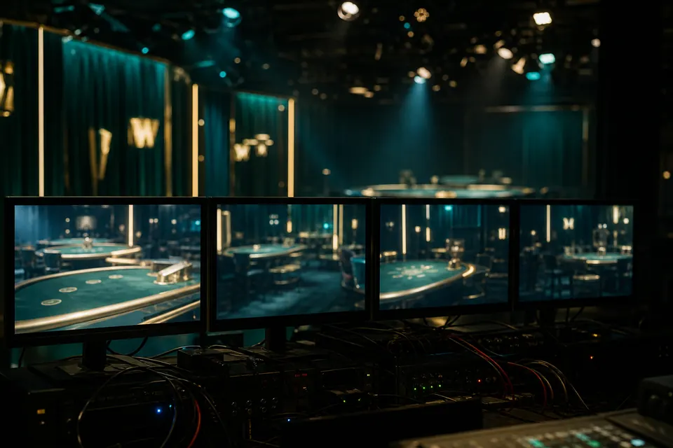 Bildschirm mit mehreren gleichzeitig laufenden Live-Casino-Streams